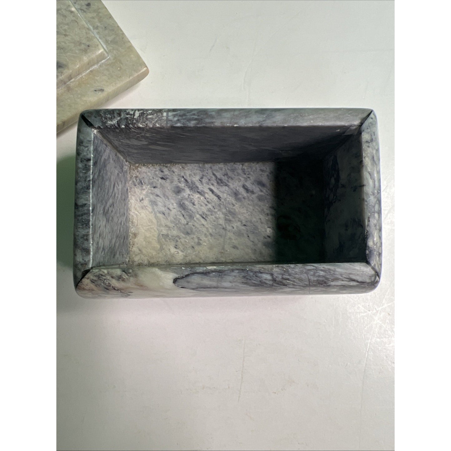 Carved Soapstone Small Box Trinket Vanity Natural Stone with Lid