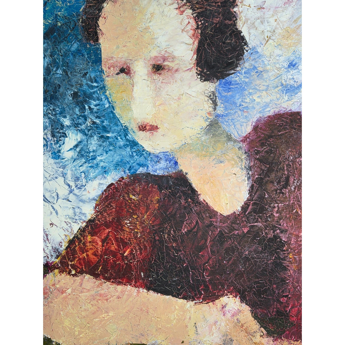 Large Vintage Mid-Century Modern Expressionist Impasto Portrait - Anco Bilt