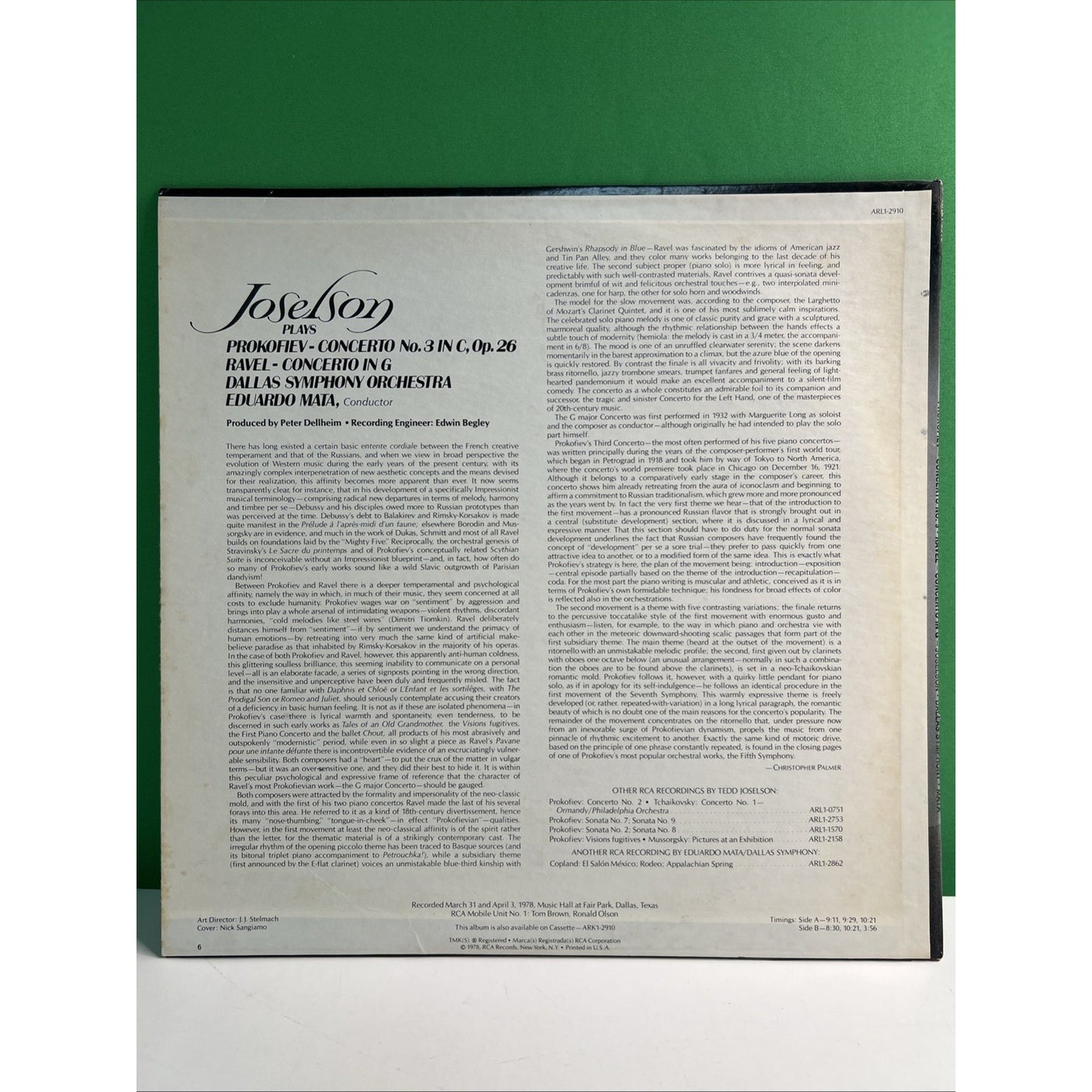 Tedd Joselson Plays Prokofiev Concerto No 3 & Ravel Concerto In G 1977 LP Record