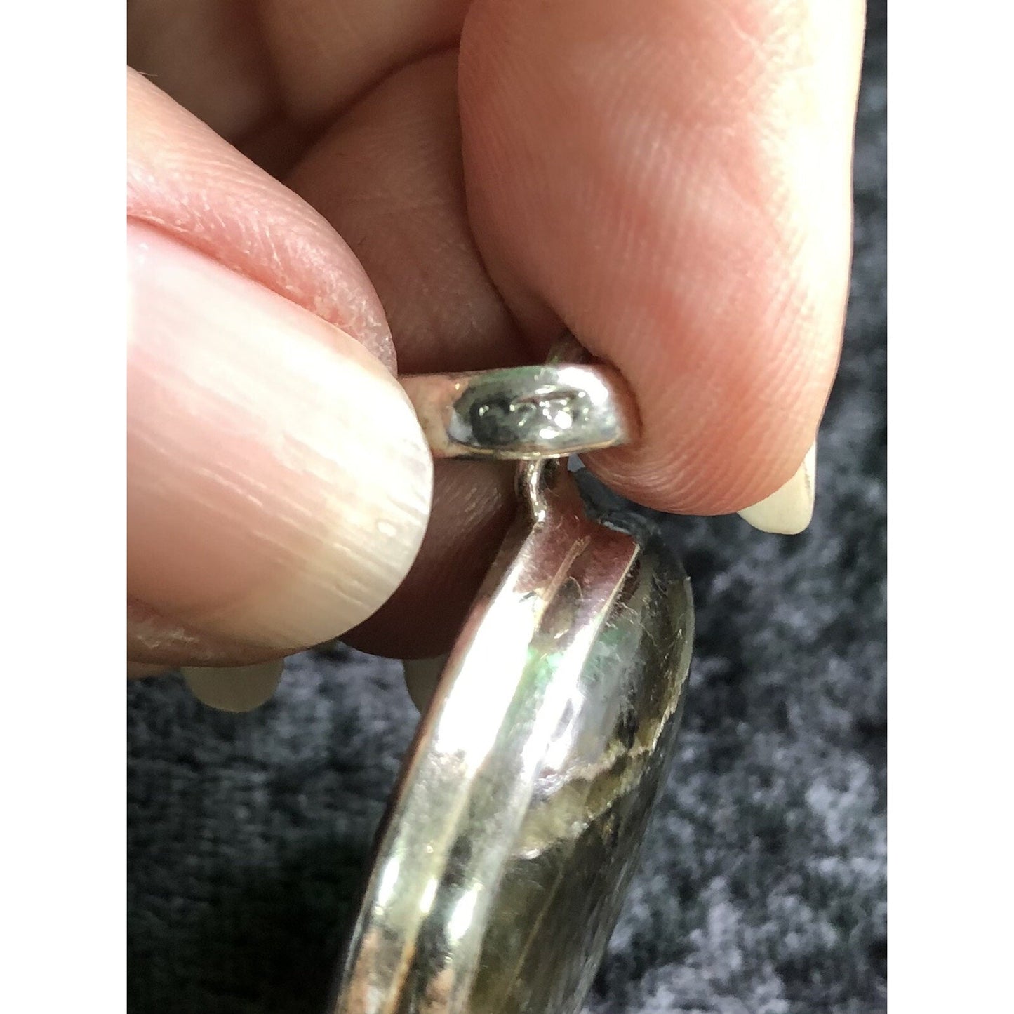 Vintage Sterling Silver Blue Glow Labradorite Pendant Estate Jewelry 1.75” Long