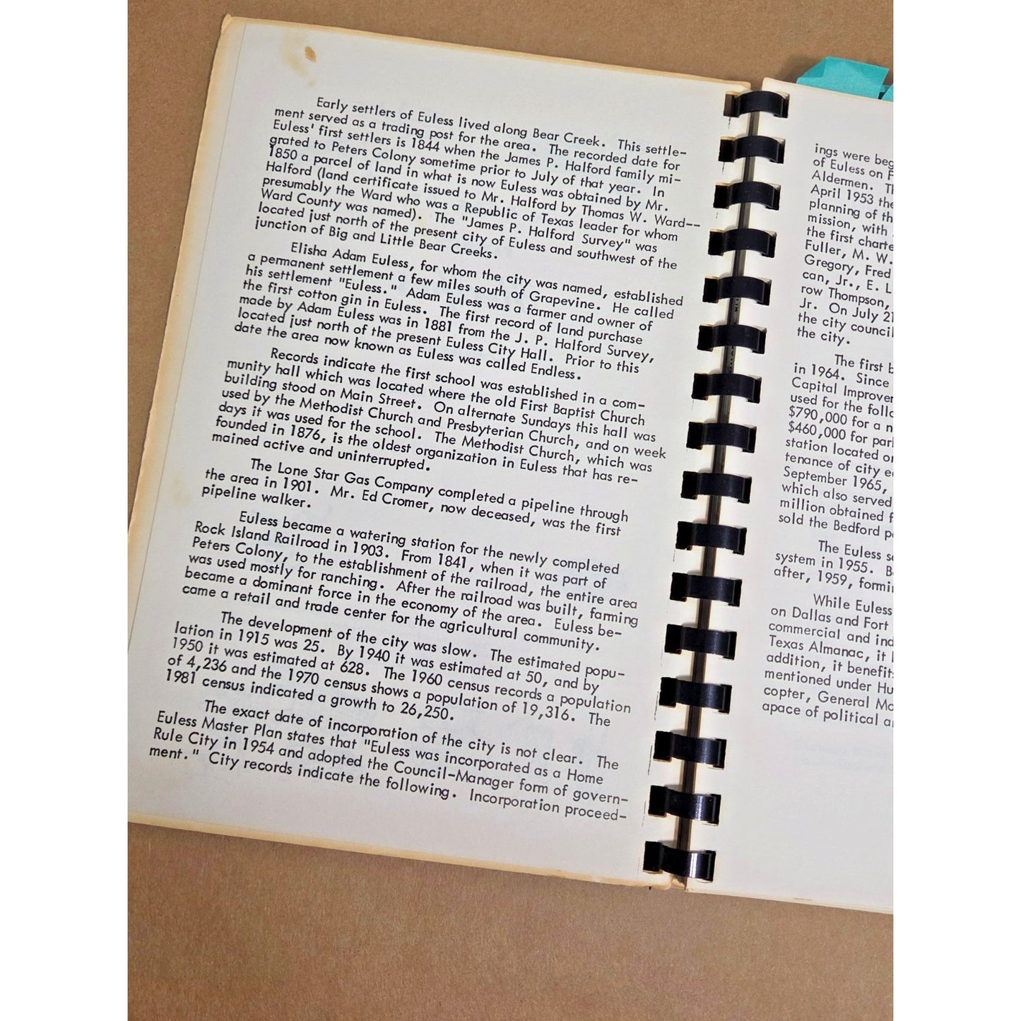 Vintage 1982 Euless Texas Community Cookbook - Local Senior Citizen Recipes