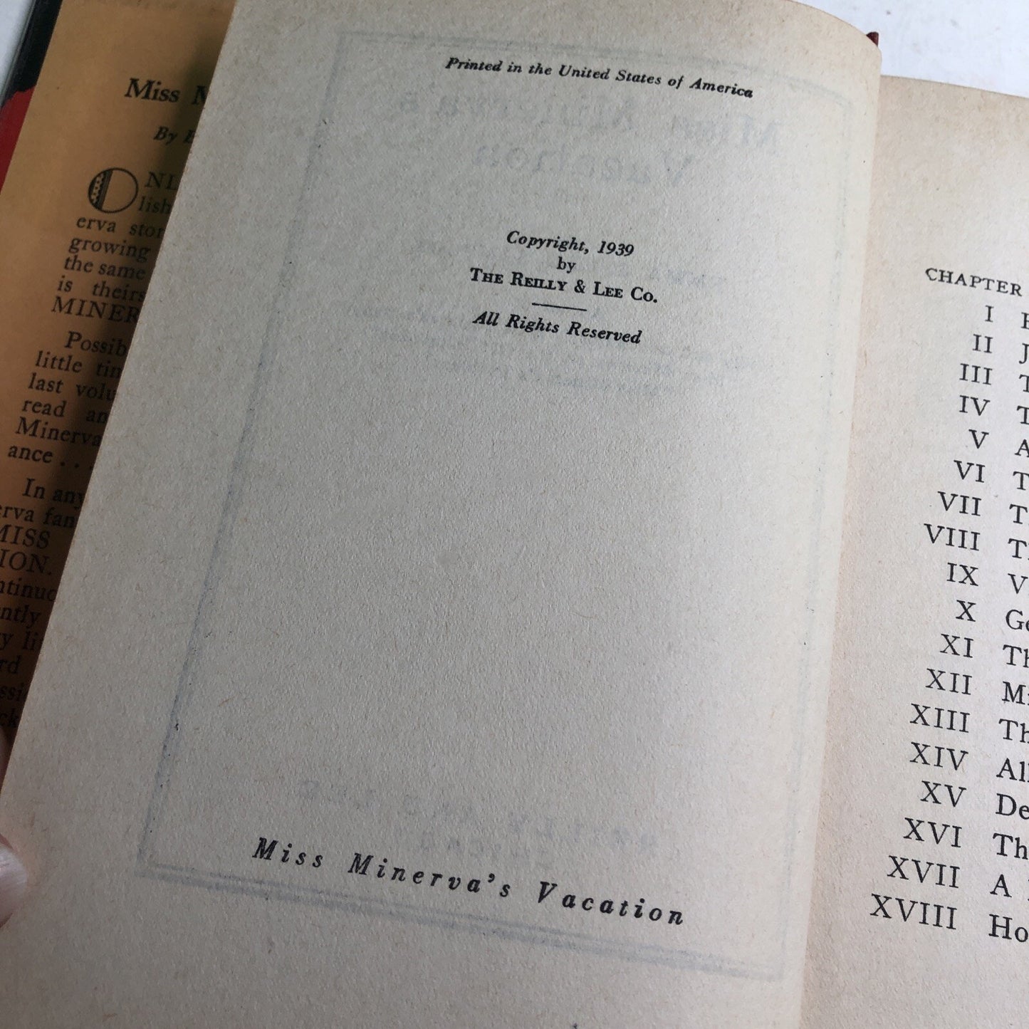 Miss Minerva's Vacation by Emma Speed Sampson 1939 Reilly & Lee HC / DJ 1st Ed