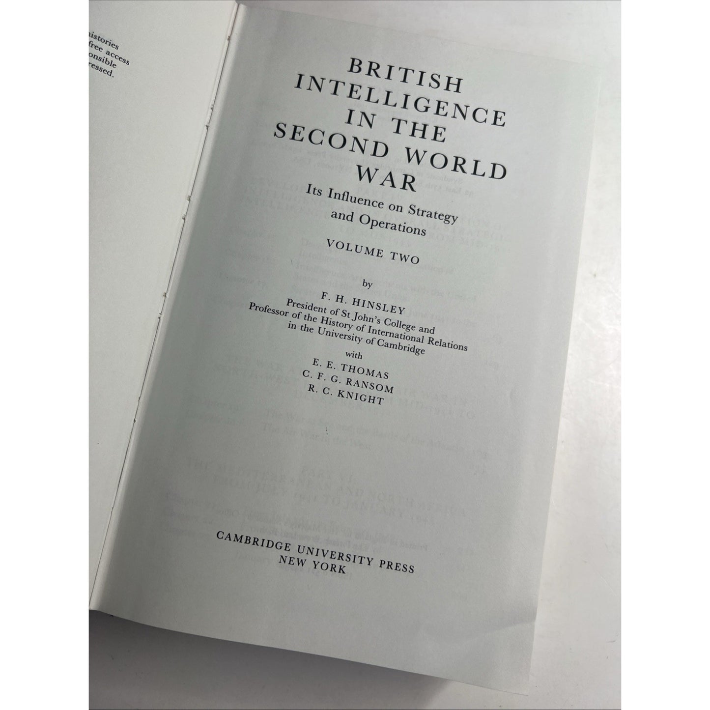 BRITISH INTELLIGENCE IN THE SECOND WORLD WAR by Hinsley 5 Vols 6 Books HC DJ