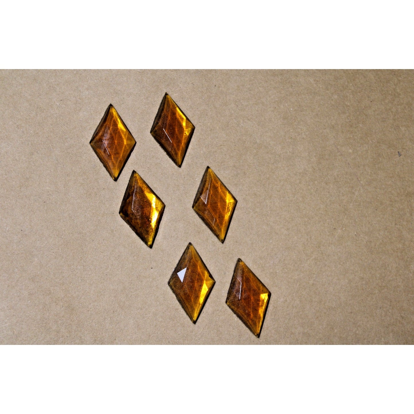 1 lb Bag VTG Faceted Amber Diamond-shaped Stones, NOS West Germany Jewels
