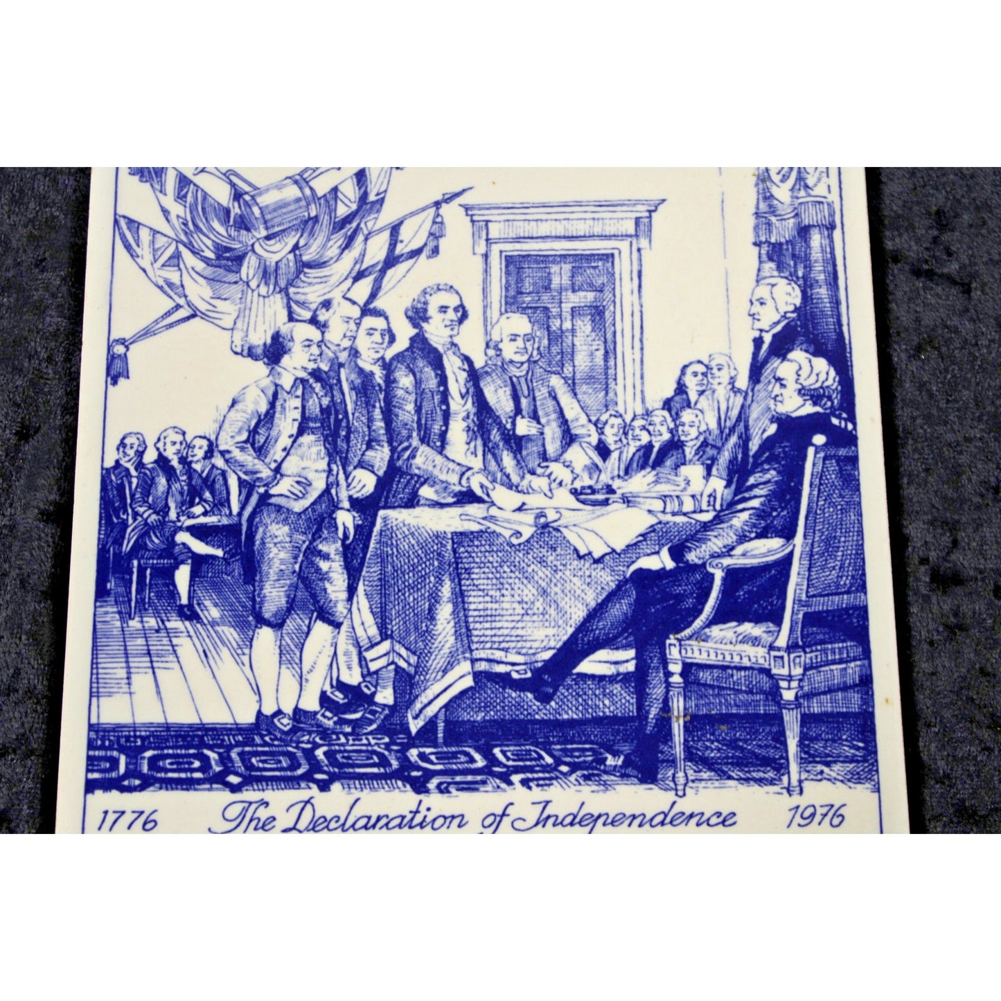 Vintage Blue Delft Bicentennial Tile 1776-1976, Limited Edition 6"x6" w/ Hanger