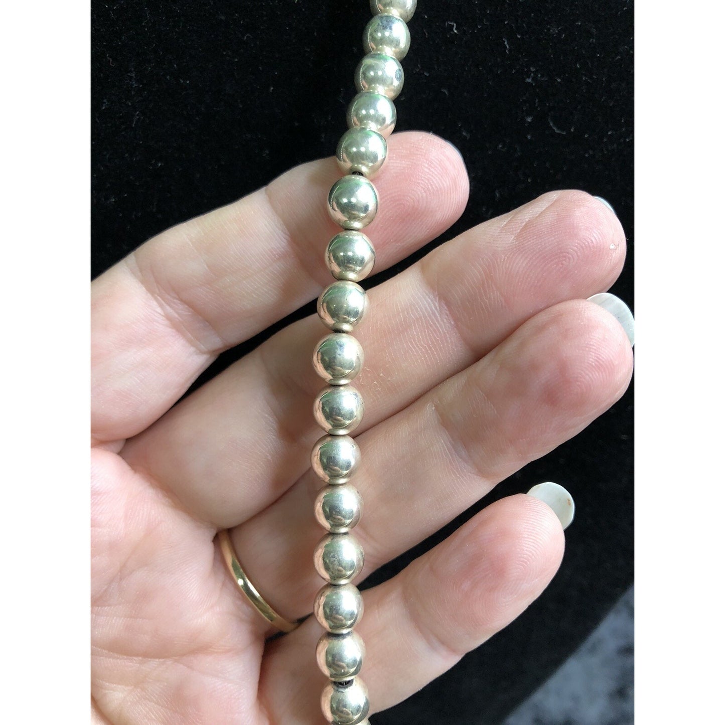 30” Sterling Silver Rope Chain & Beads Necklace 22grams
