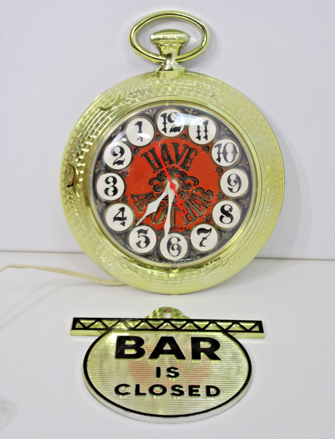 Vintage 1960s Spartus Electric Wall Clock, Bar Open/ Closed, Retro Man Cave