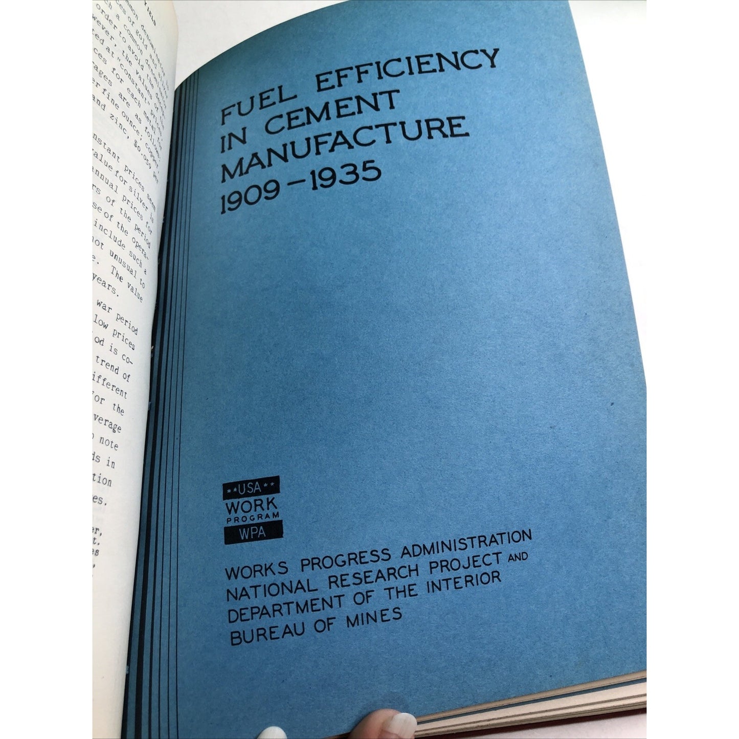 1937 WPA National Research Project Volume 1 Mines Ore Cement Rock Stone HC