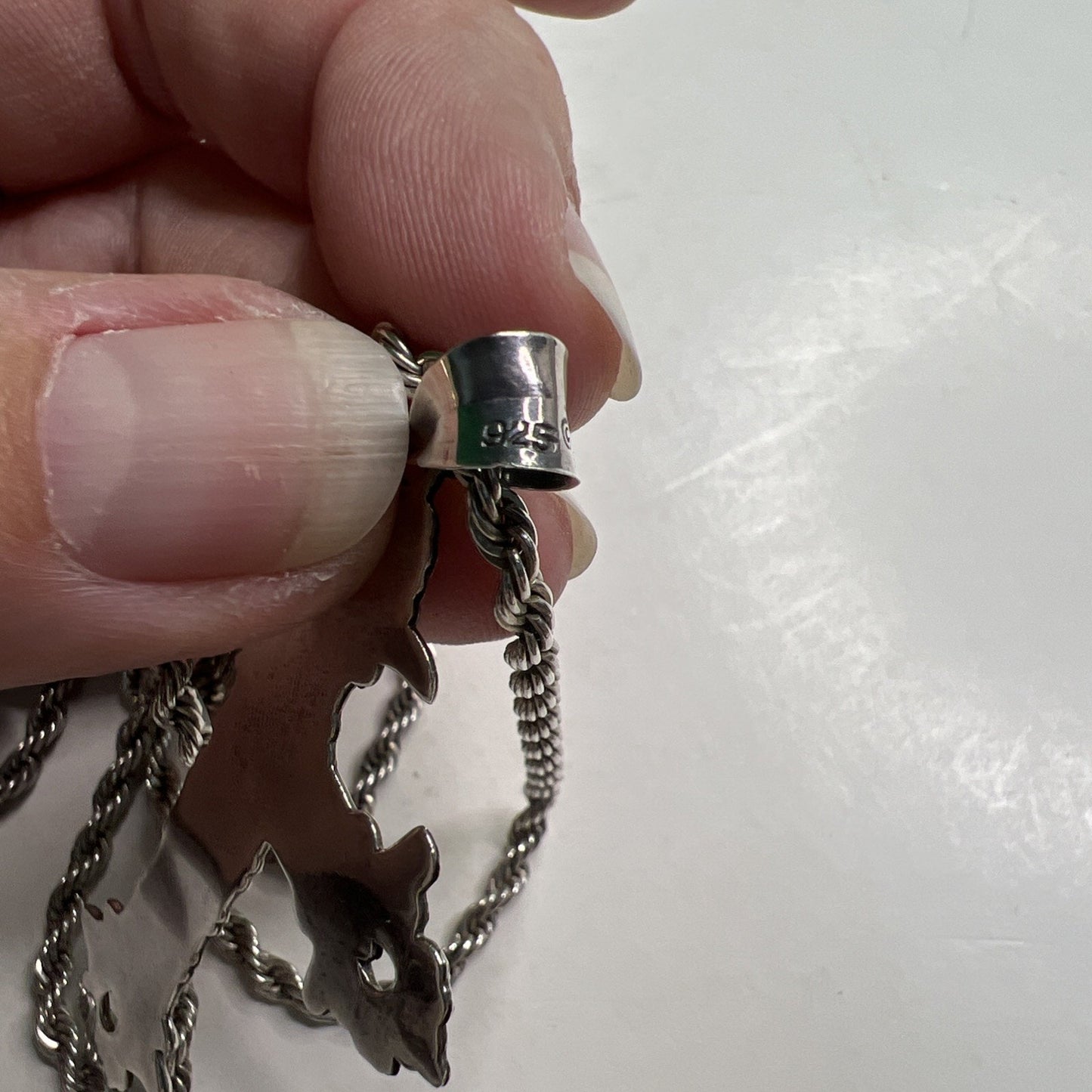 Vintage Sterling Rope Chain With Large Floral Cross Pendant