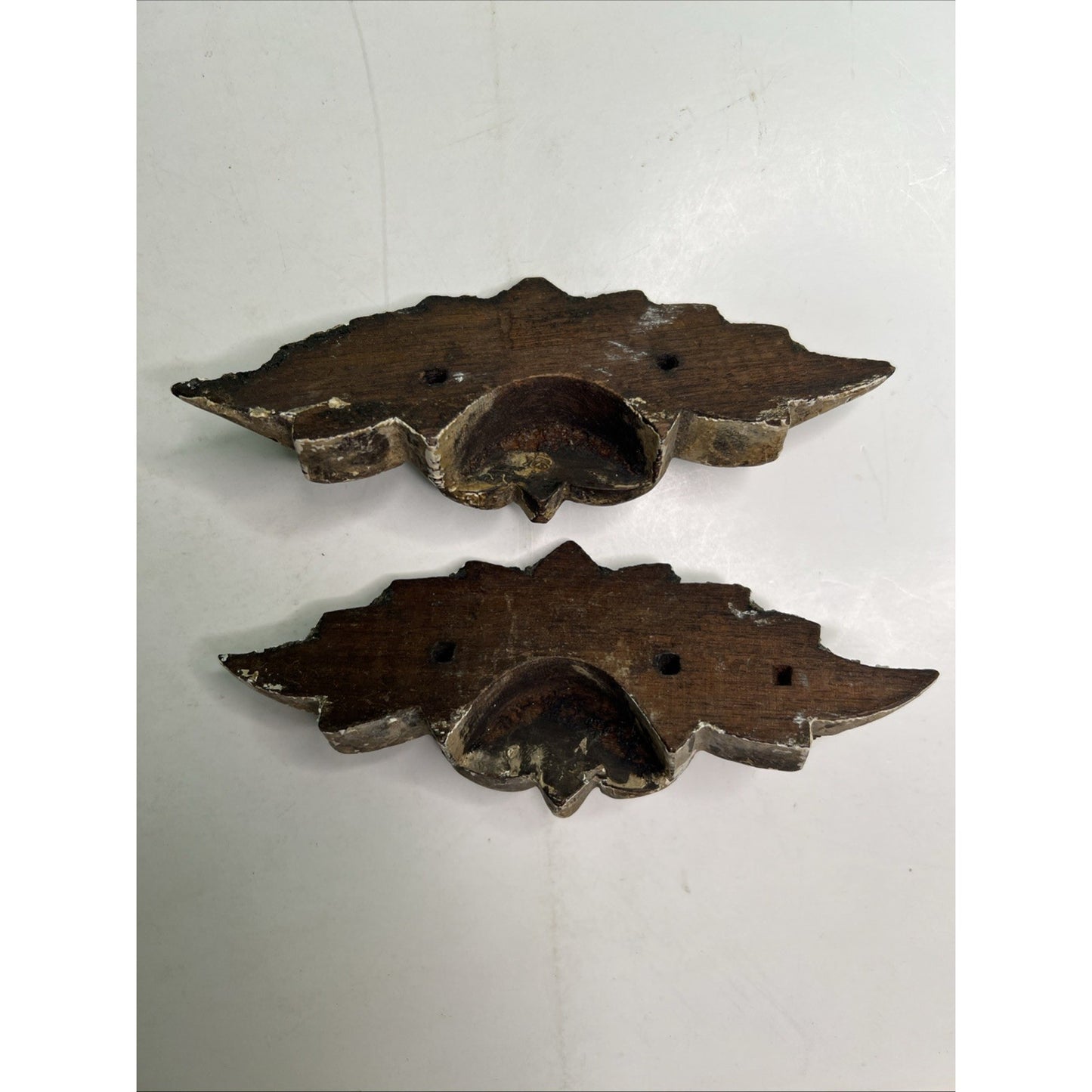 Lot Of 2 Antique Victorian Wood Carved Leaf And Fruit Drawer Pulls