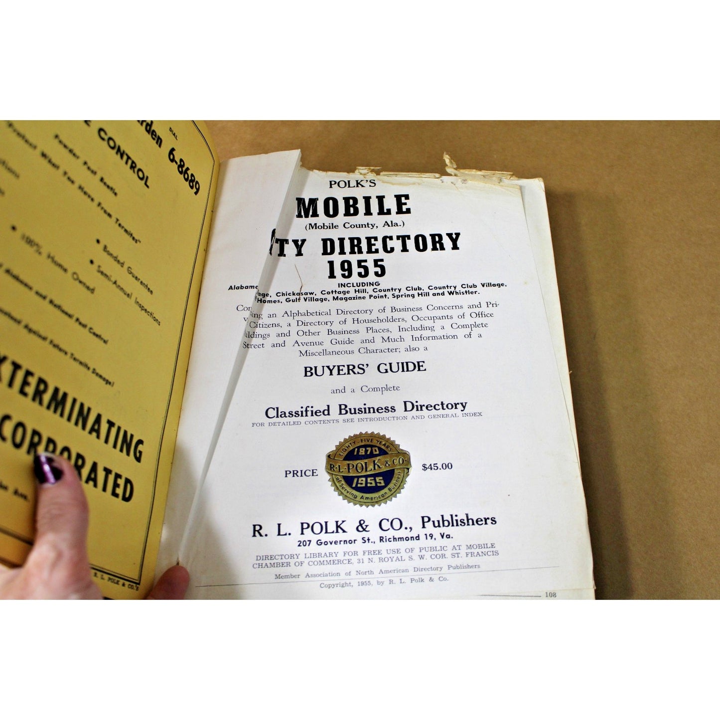 1955 Mobile, Alabama City Directory includes Chickasaw, Whistler, Outlying Areas