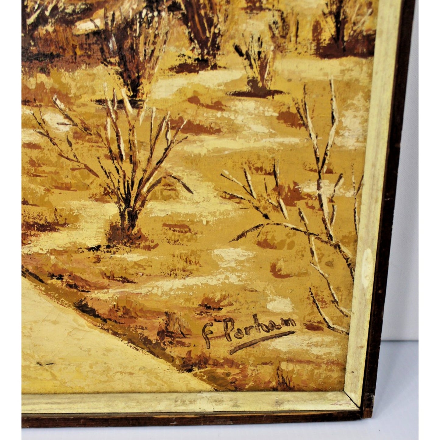 Desert Landscape Painting, Saguaro Cactus, 24" x 32" Framed, Signed F. Parham