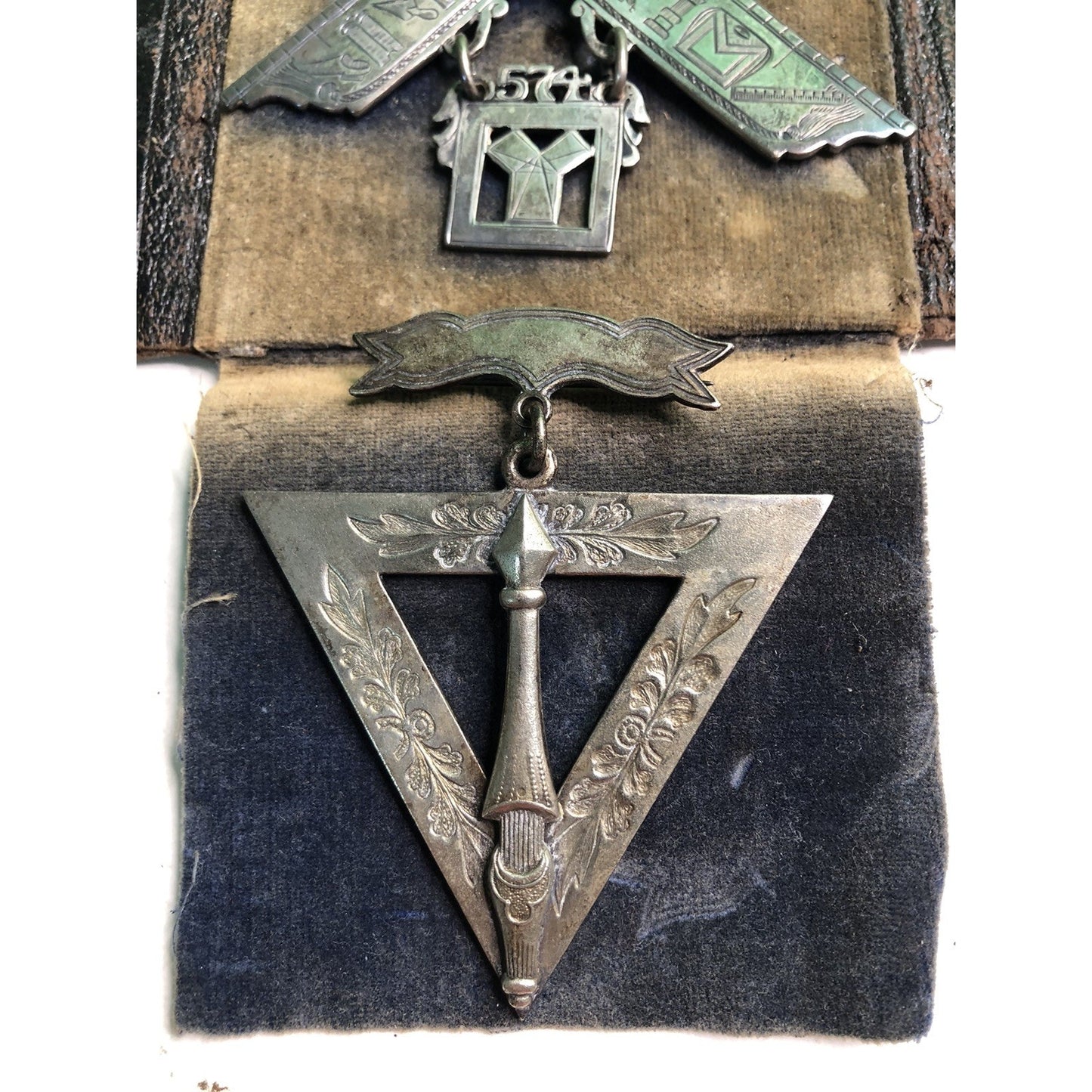 Masonic Past Master Emblem of Office 1947 Coalport Lodge No. 574 Ribbon Bar