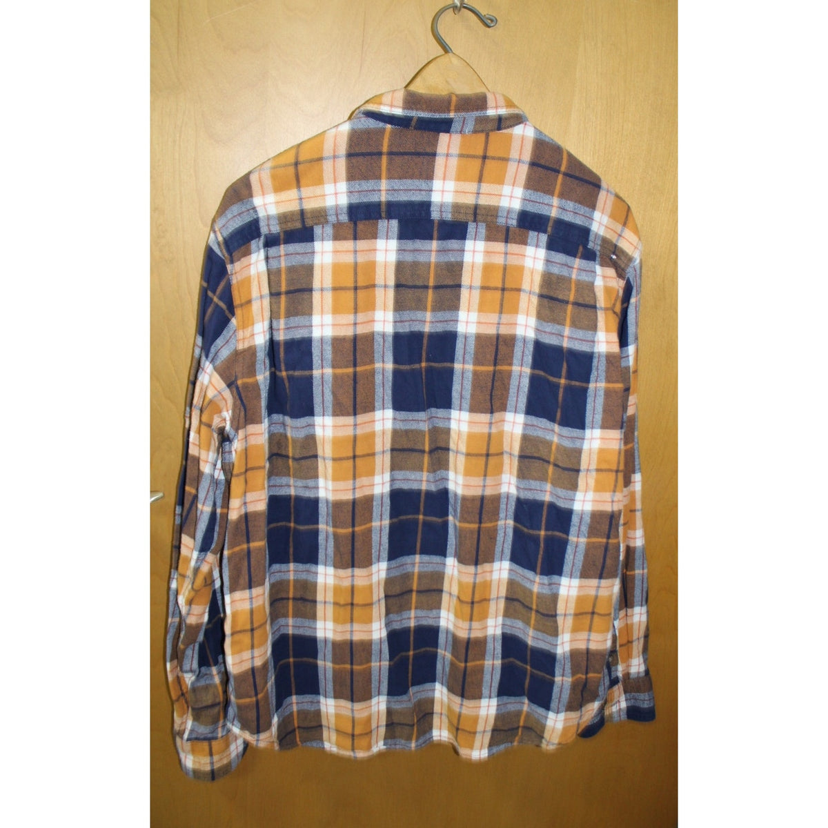 Orange Navy Blue Auburn University Colors Old Navy Men's XL Plaid Flannel Shirt