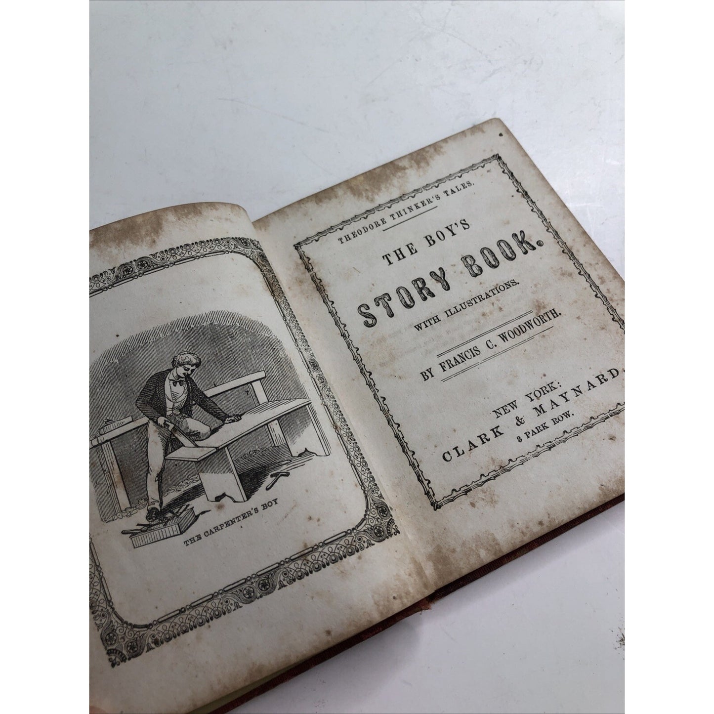 Antique BOY’S STORY BOOK by Francis C. Woodworth 1851 Theodore Thinker’s Tales