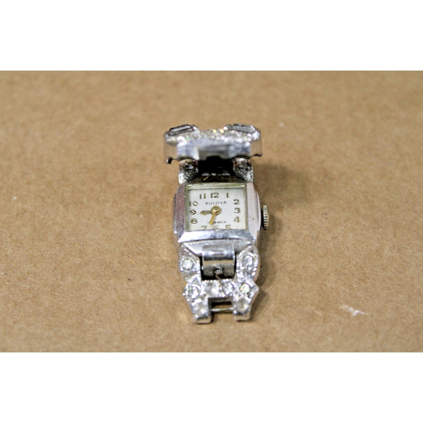 Vintage Women's Bulova Hidden-Face Jeweled Evening Watch for Restoration