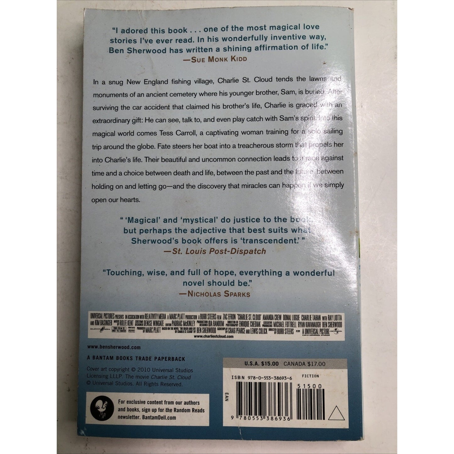 Charlie St. Cloud: A Novel - Paperback By Sherwood, Ben 2010