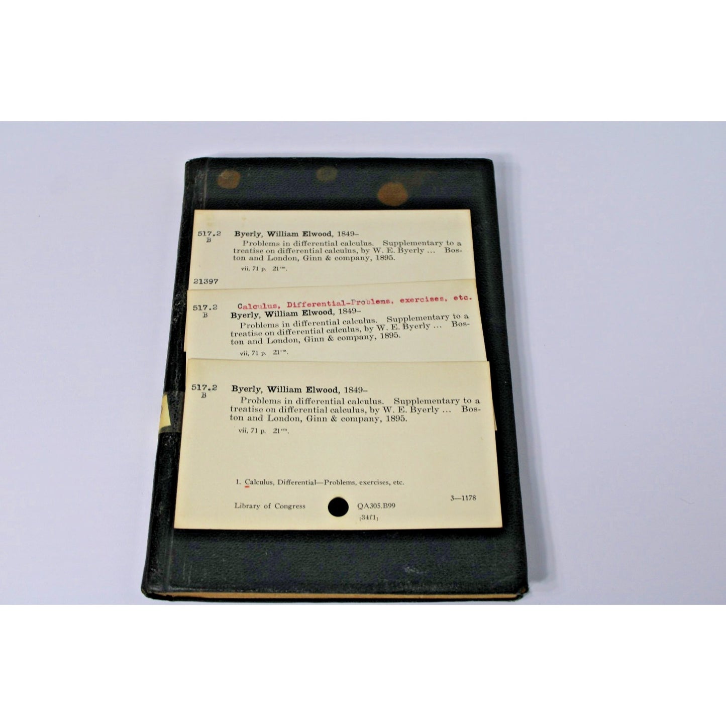 Problems In Differential Calculus- W.E. Byerly, 1895 Ex Libris w/ Catalog Cards