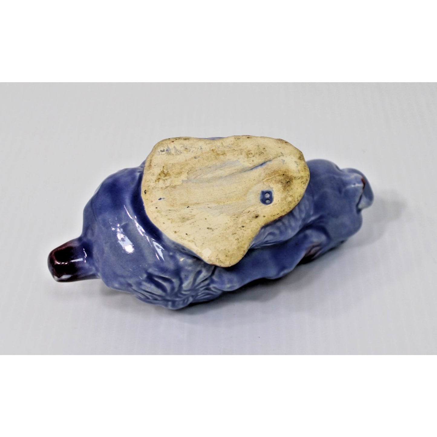 Vintage Shawnee Pottery Small Running Puppy Planter, Blue Dog, Kitschy!
