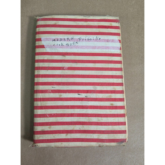 Vintage Modern Priscilla Cook Book Red White Striped Antique 1920s Cookbook
