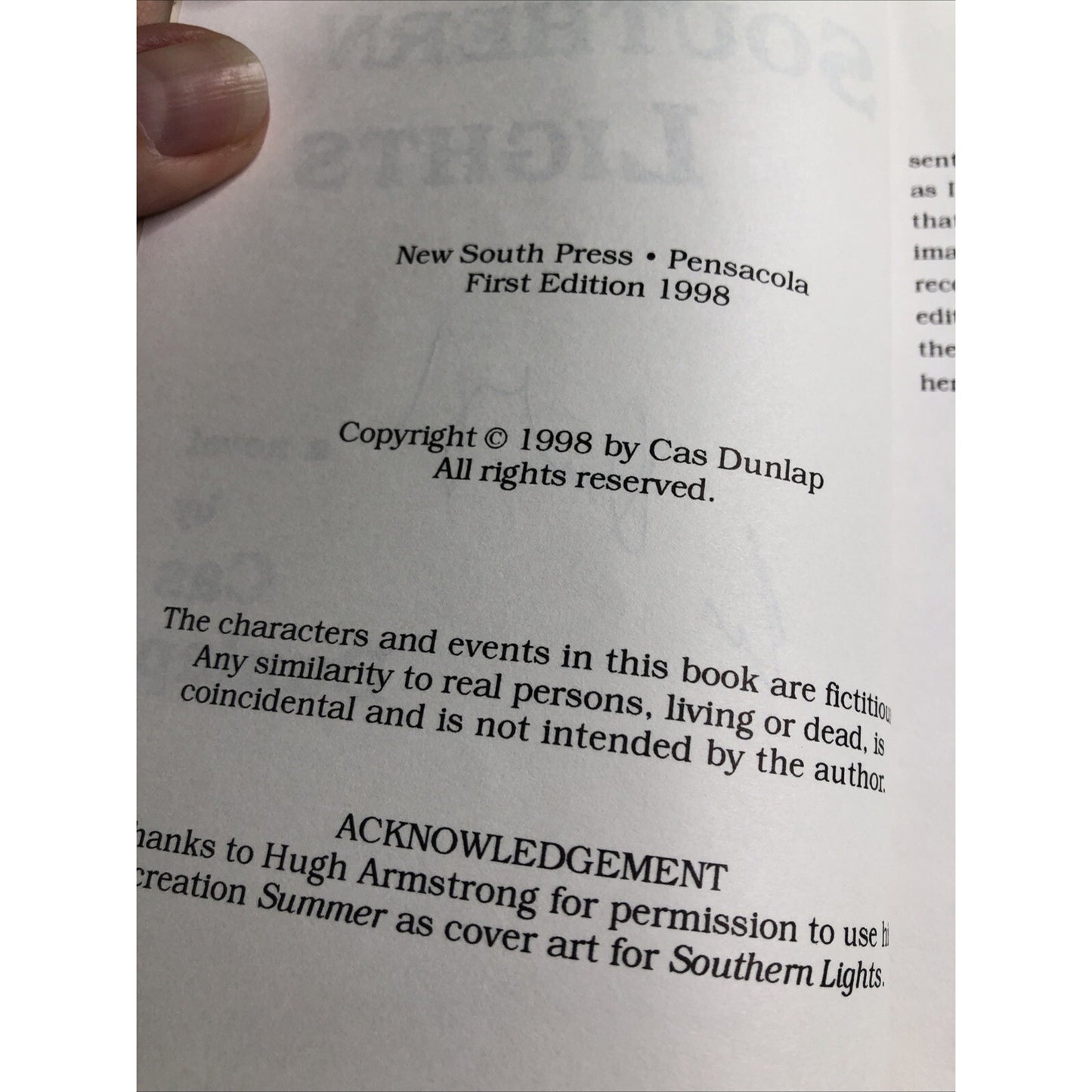 SOUTHERN LIGHTS by Cas Dunlap (SIGNED EDITION) 1998 Paperback