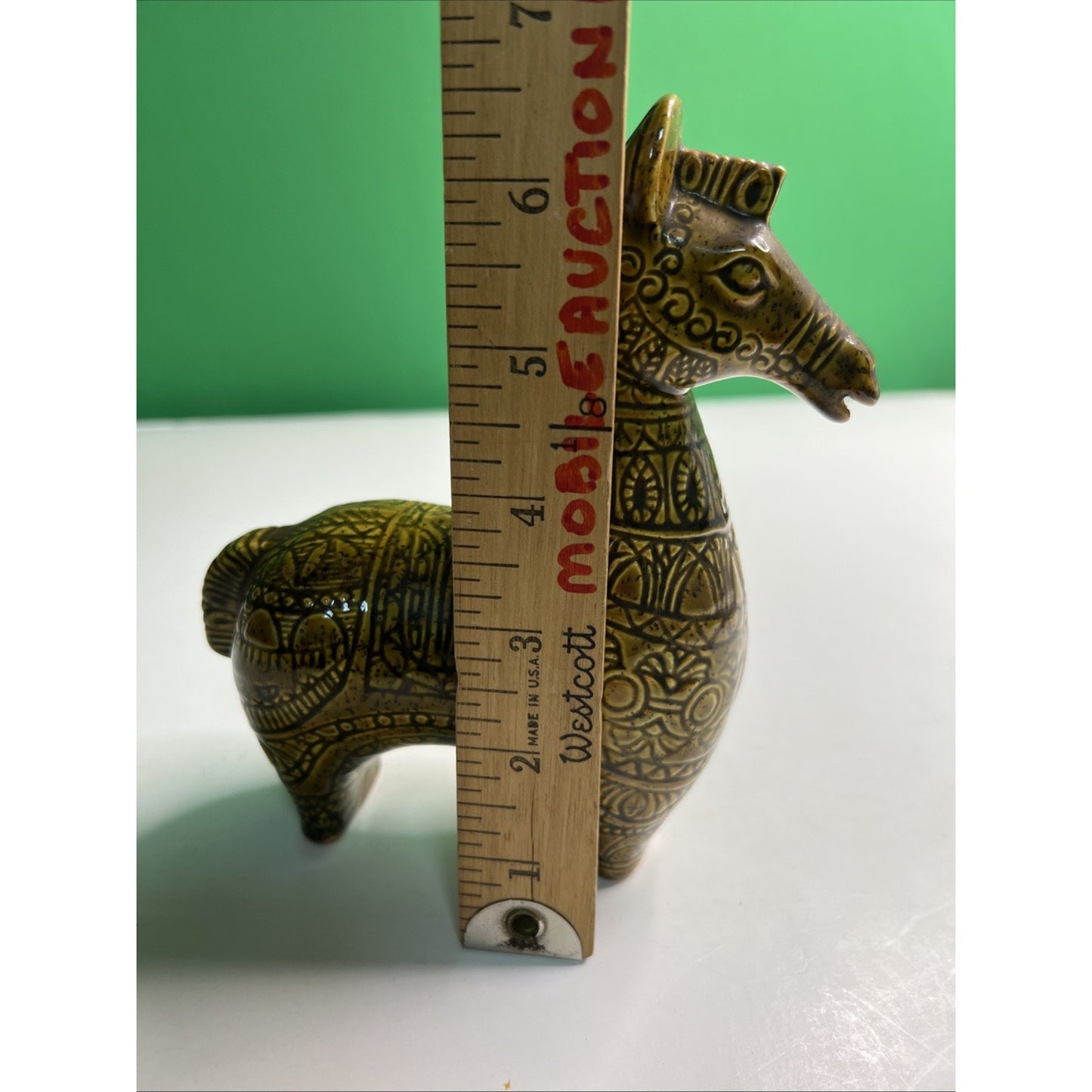 6.5” Mid Century Bitossi Style Glazed Ceramic Horse Signed By Artist