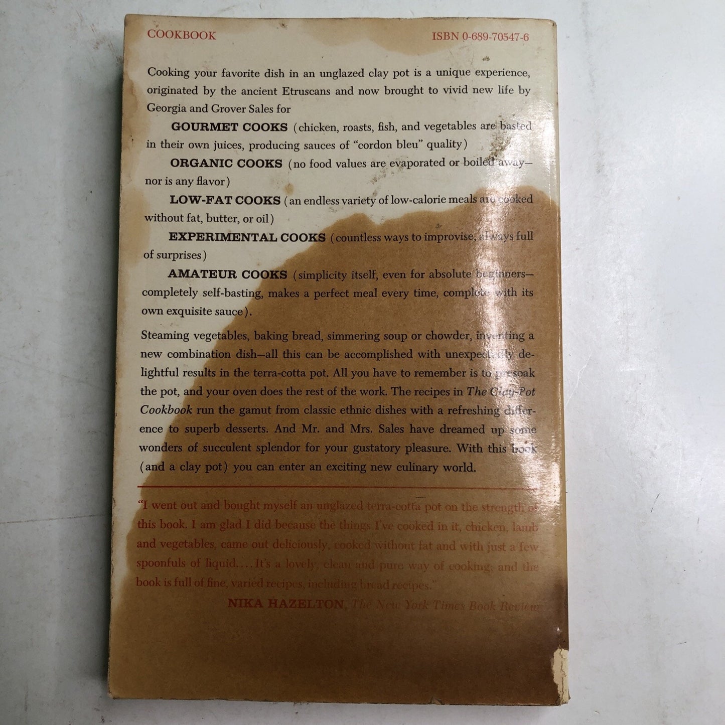1st Ed 1977 The Clay-Pot Cookbook : A New Way of Cooking in an Ancient Pot SALES