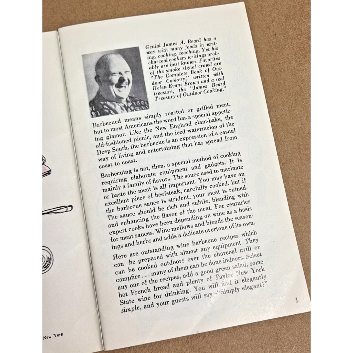 Vintage 1961 Taylor Wine Come to Our Barbecue Recipe Booklet James Beard Promo