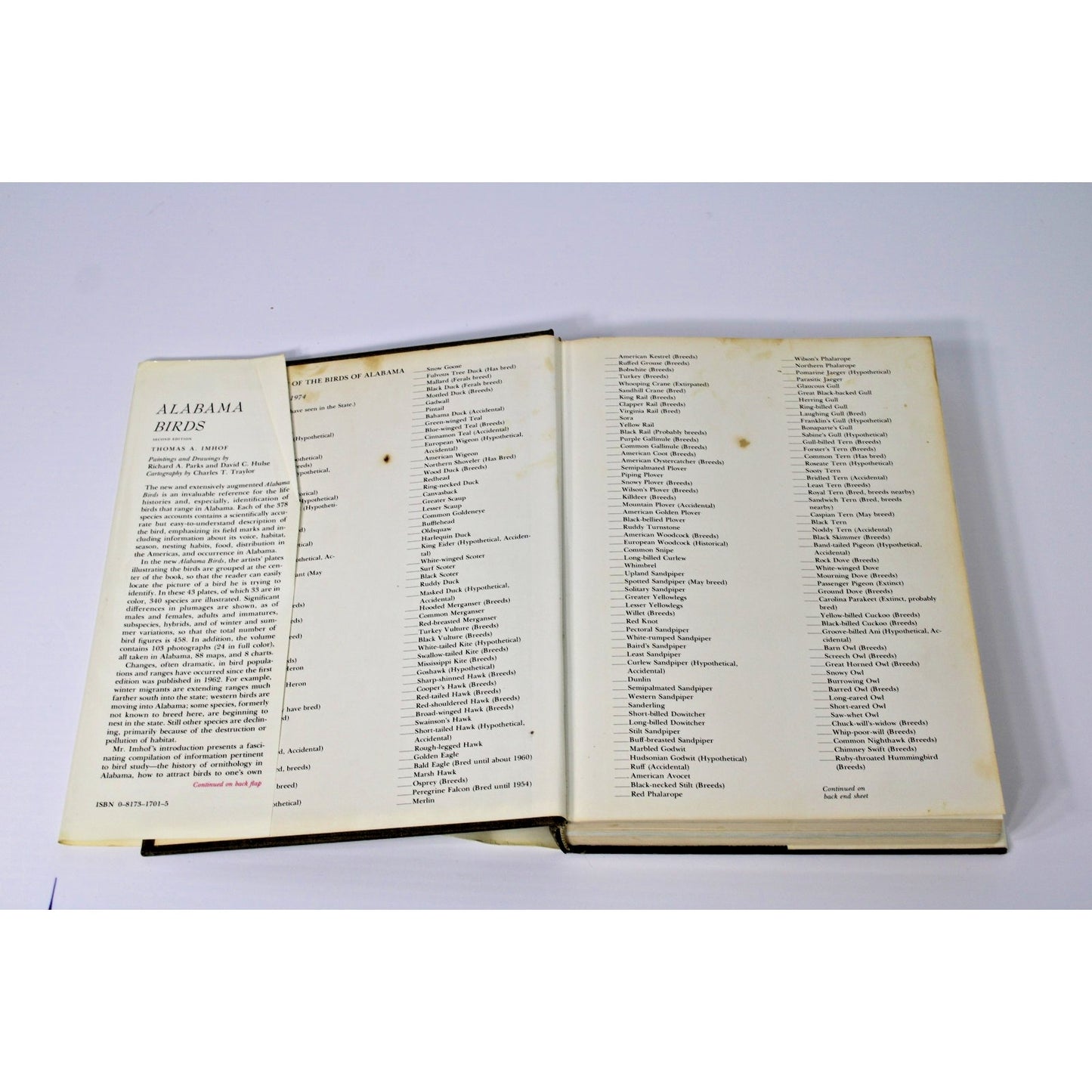 Alabama Birds- Thomas A. Imhof - 2nd Edition 1976 HC/ DJ + Ephemera