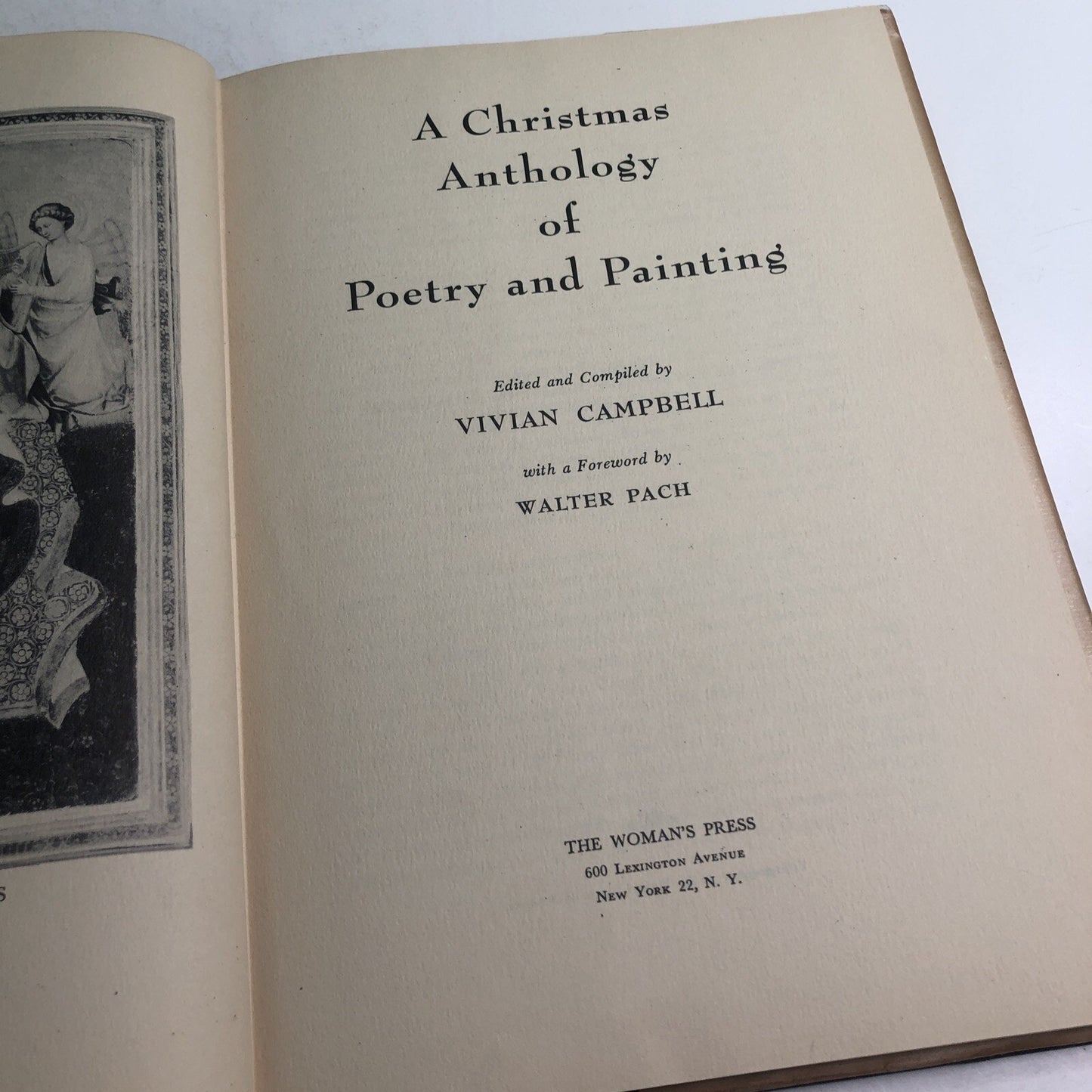 1947 Christmas Anthology Of Poetry & Painting Vivian Campbell Illustrated HC DJ