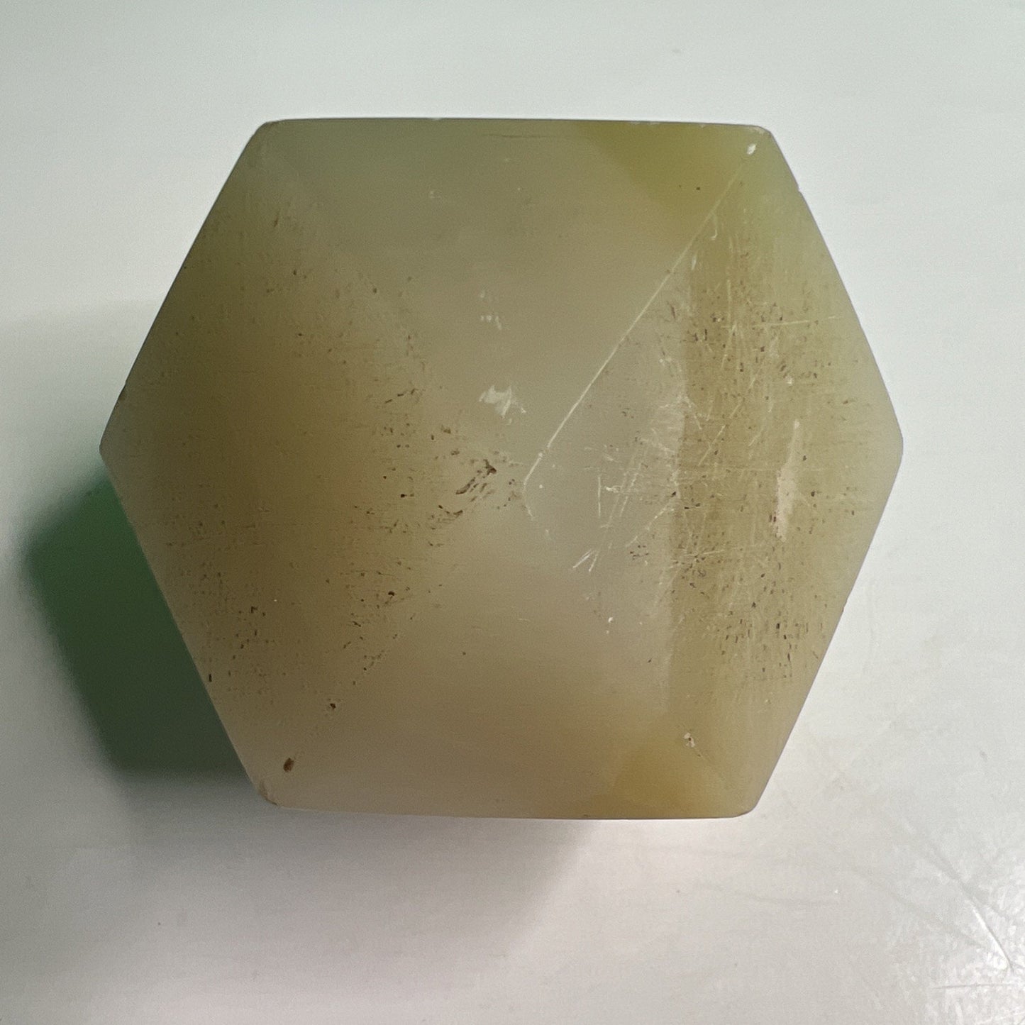 Beautiful Cut Banded Onyx Stone Collectible Paperweight 14 Sided Tetradecagon