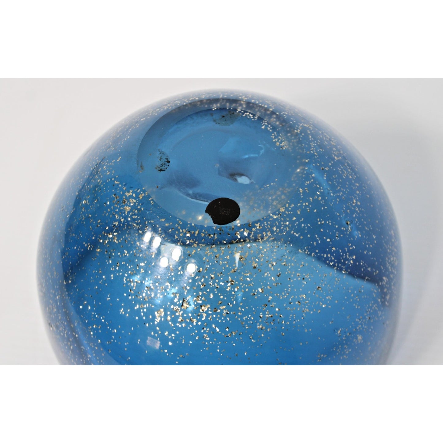 Vintage 60s Mod Blue Glass Vessel with Glitter Flake, Folded Rim Bowl- Gorgeous!