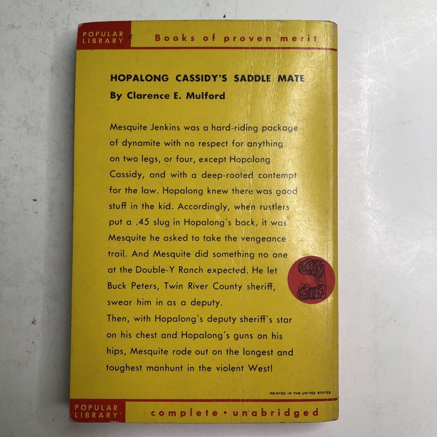 RARE Hopalong Cassidy's Saddle Mate (Pop Library #198) Paperback Excellent 1926