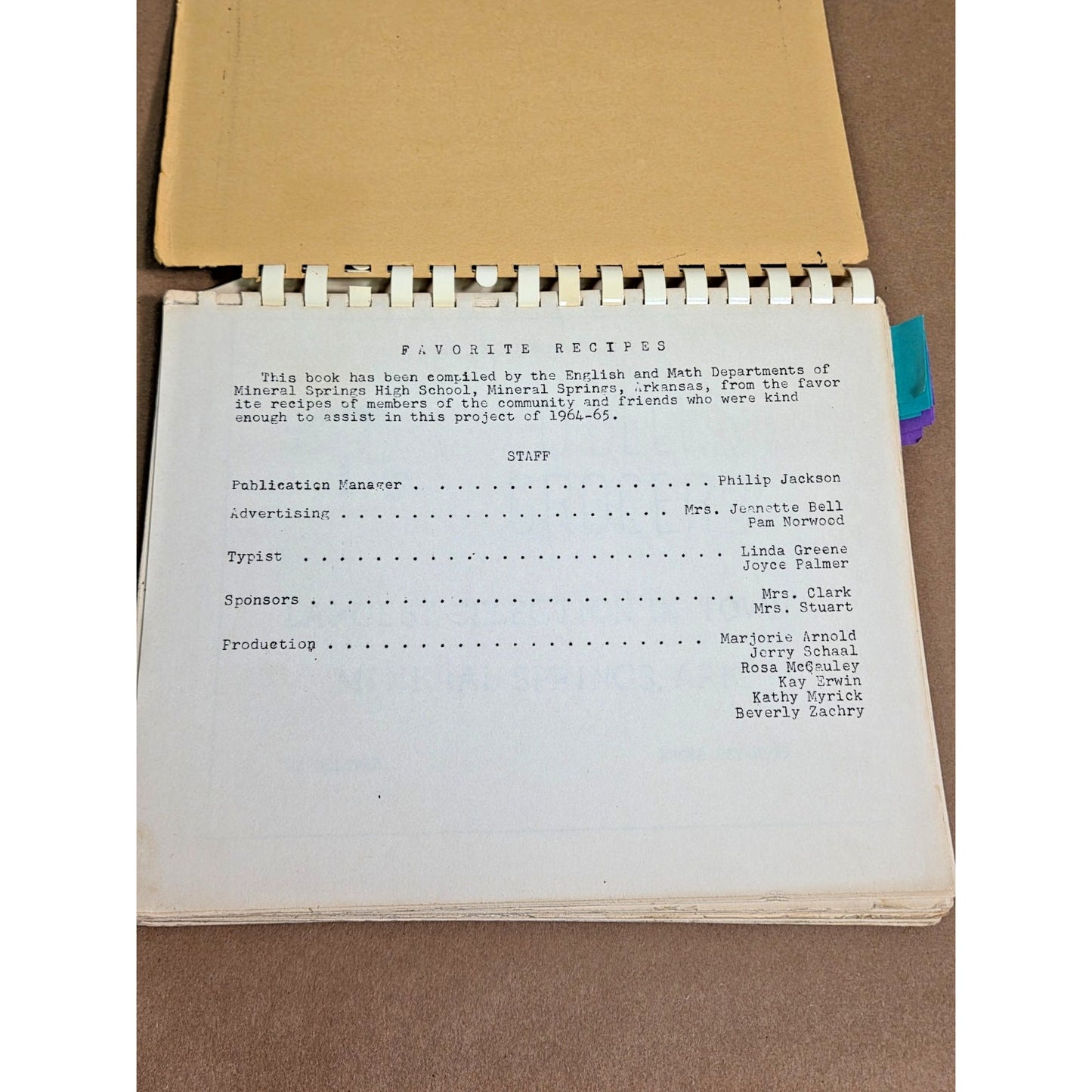 Vintage 1964 Mineral Springs AR Community Cookbook - Keys from Good Cooks