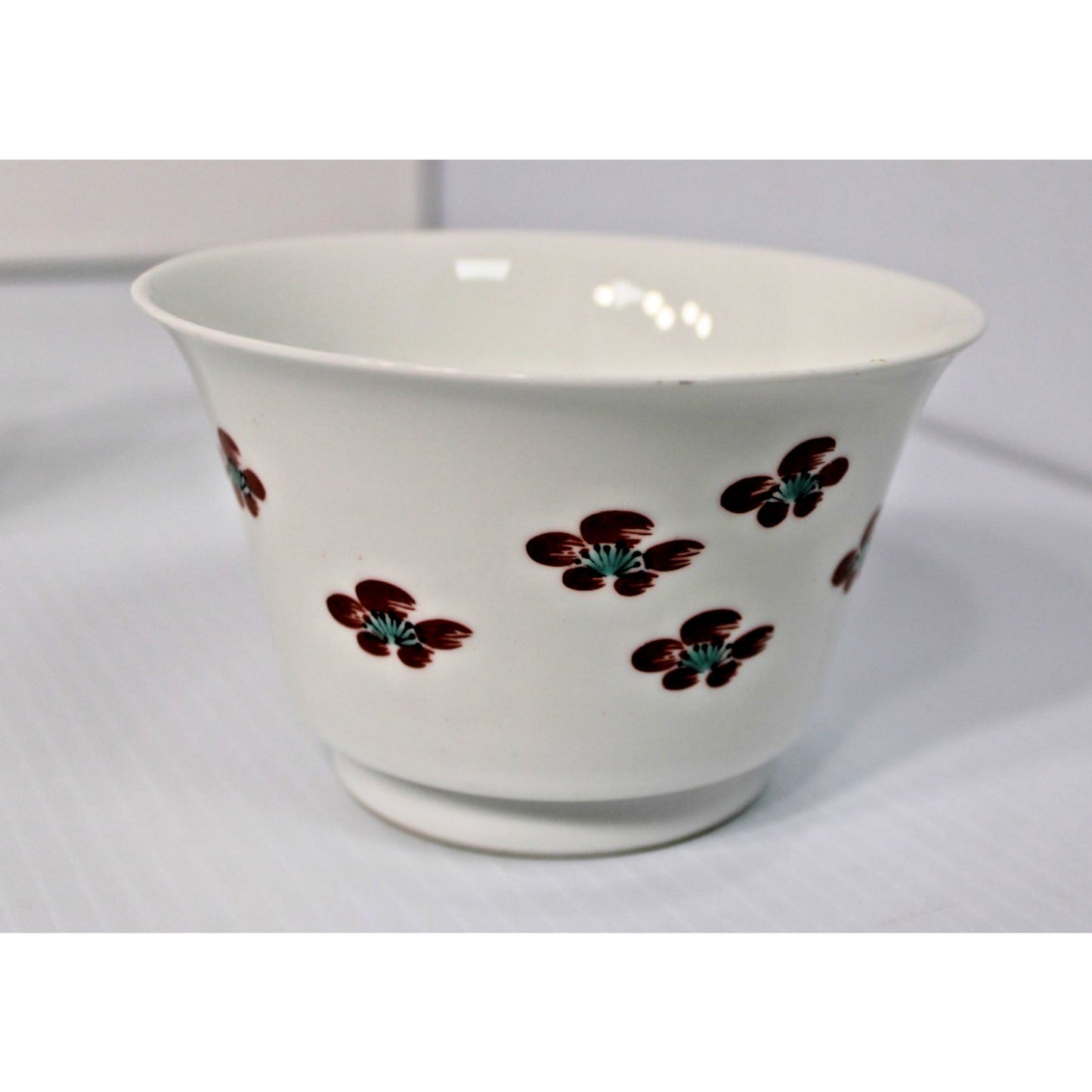 VTG 10-piece Fine Porcelain Sake Set, Plum Blossom Tokkur, Cups, Bowl, Saucers