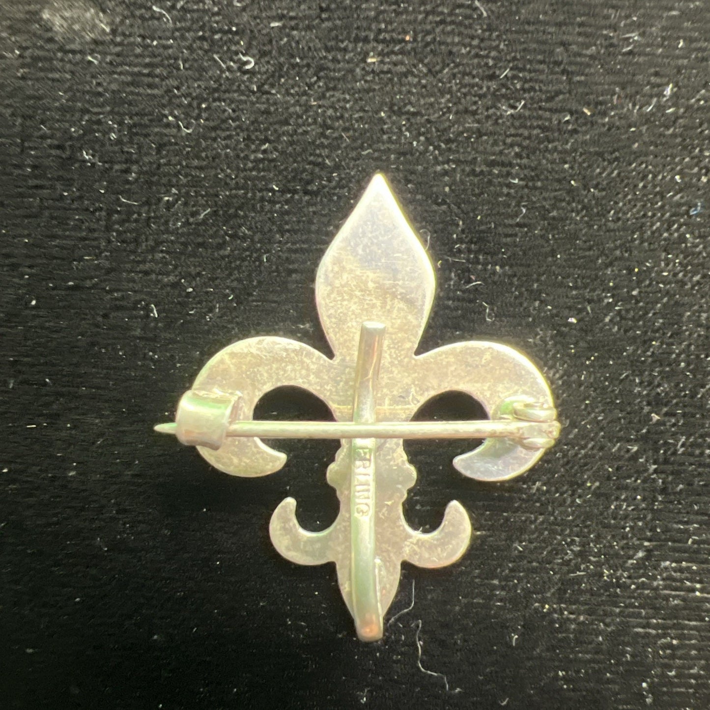 Vintage Sterling Silver Fleur de Lis Scarf Pin Lapel Brooch Pendant Multi Purpos