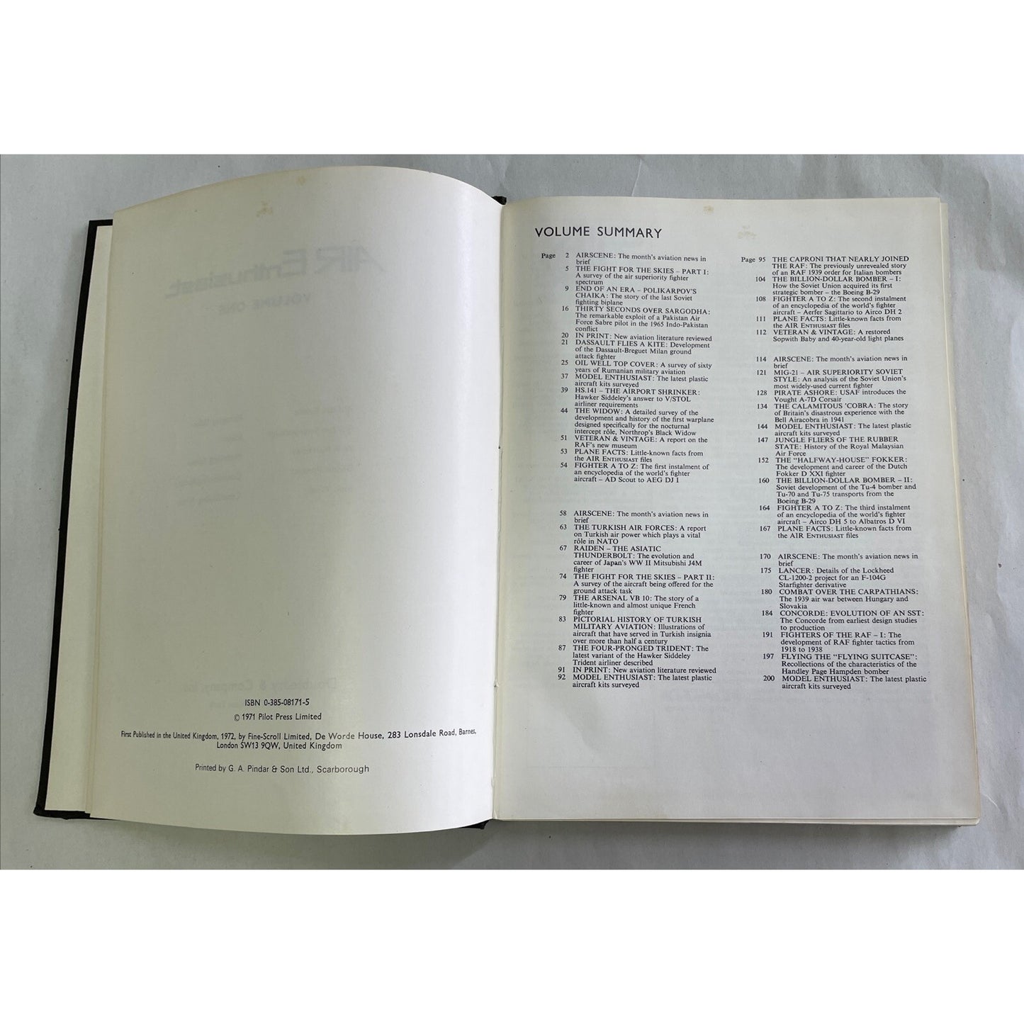 Air Enthusiast - Volume 1 (Hardcover , 1971) Doubleday