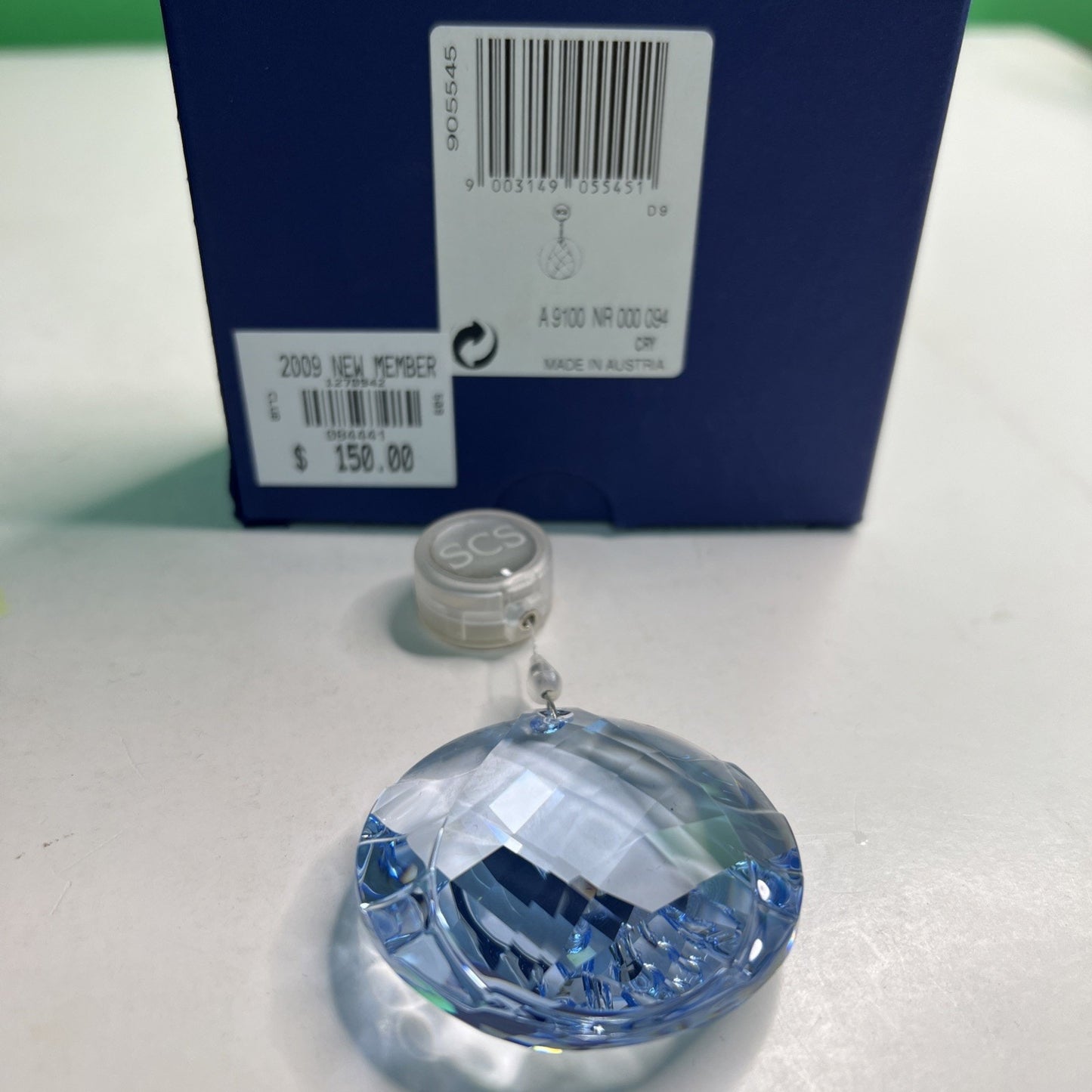 Swarovski Crystal Window Gem Ornament SCS Water Blue 905545 2009 New Member