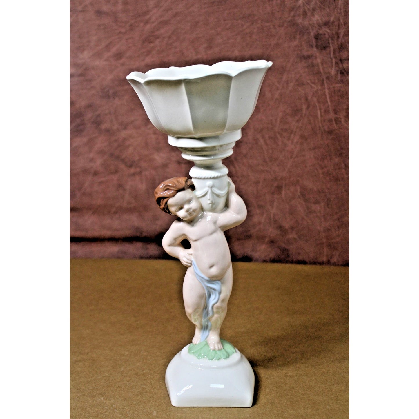 Vintage 1950s-1960s 14" Tall Hand-Painted Cherub/ Putti Planter