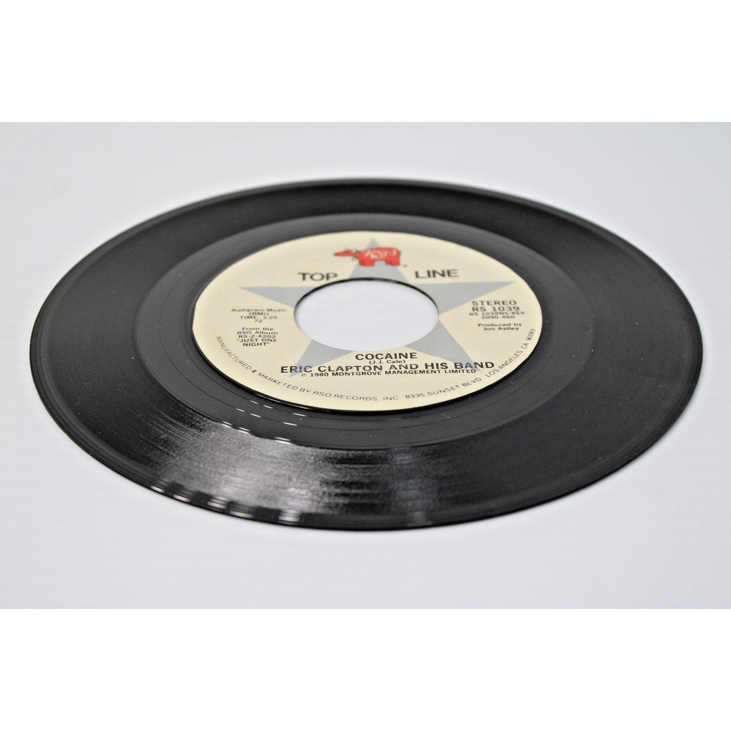 RARE Label- Eric Clapton- COCAINE/ TULSA TIME- 1980 RSO Top Line 45 RPM, 7" NM!
