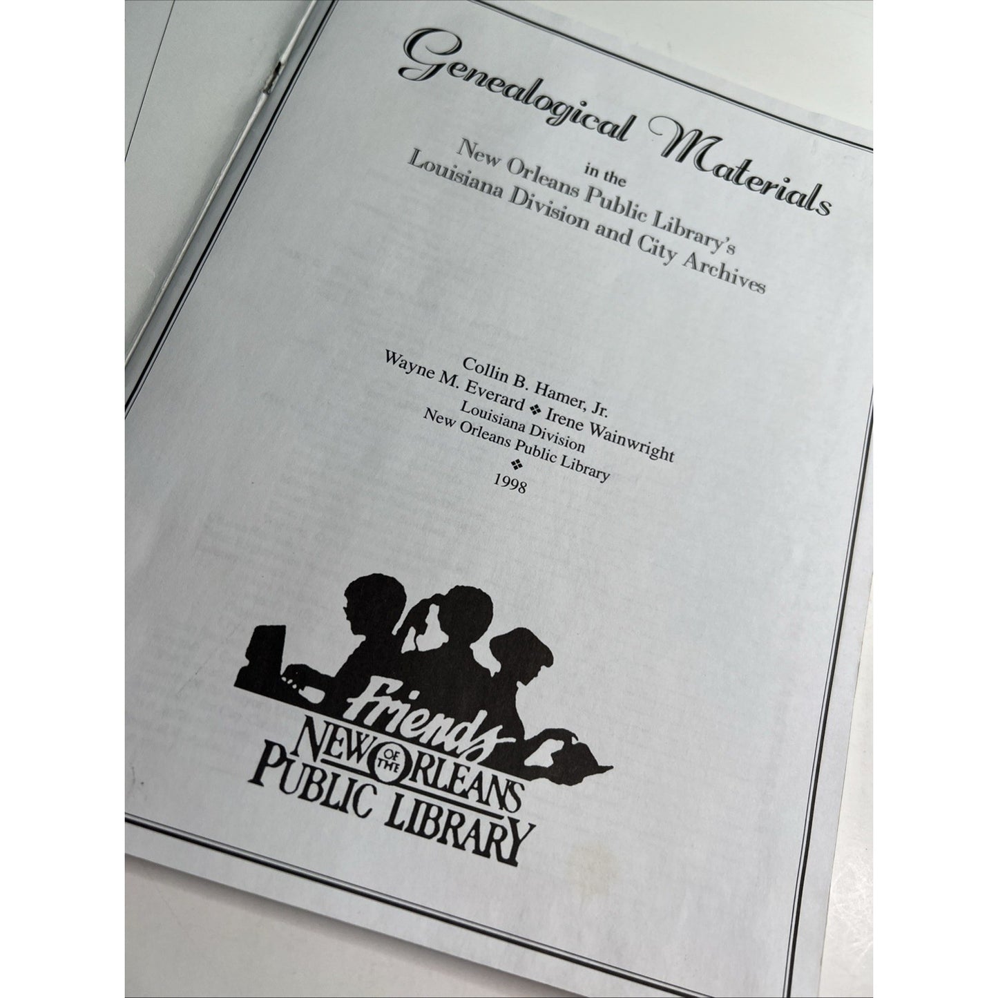 Genealogical Materials In The New Orleans Public Library By Colin B. Hamer 1998