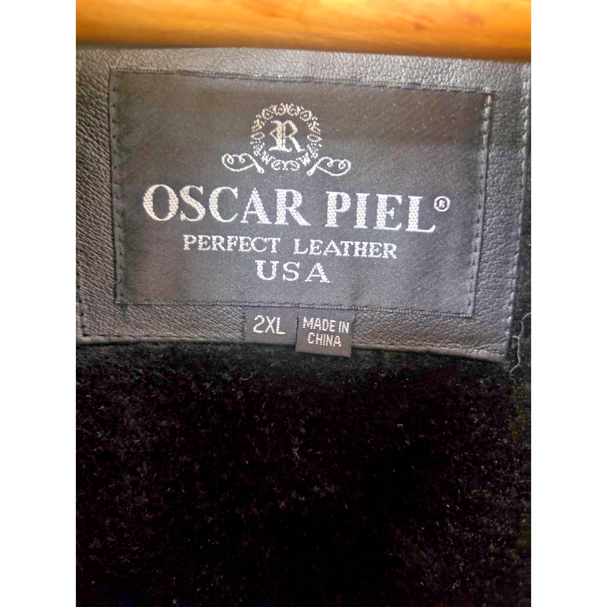 Vintage Oscar Piel Genuine Leather Belted Trench Coat Faux Fur Lined Black 2XL