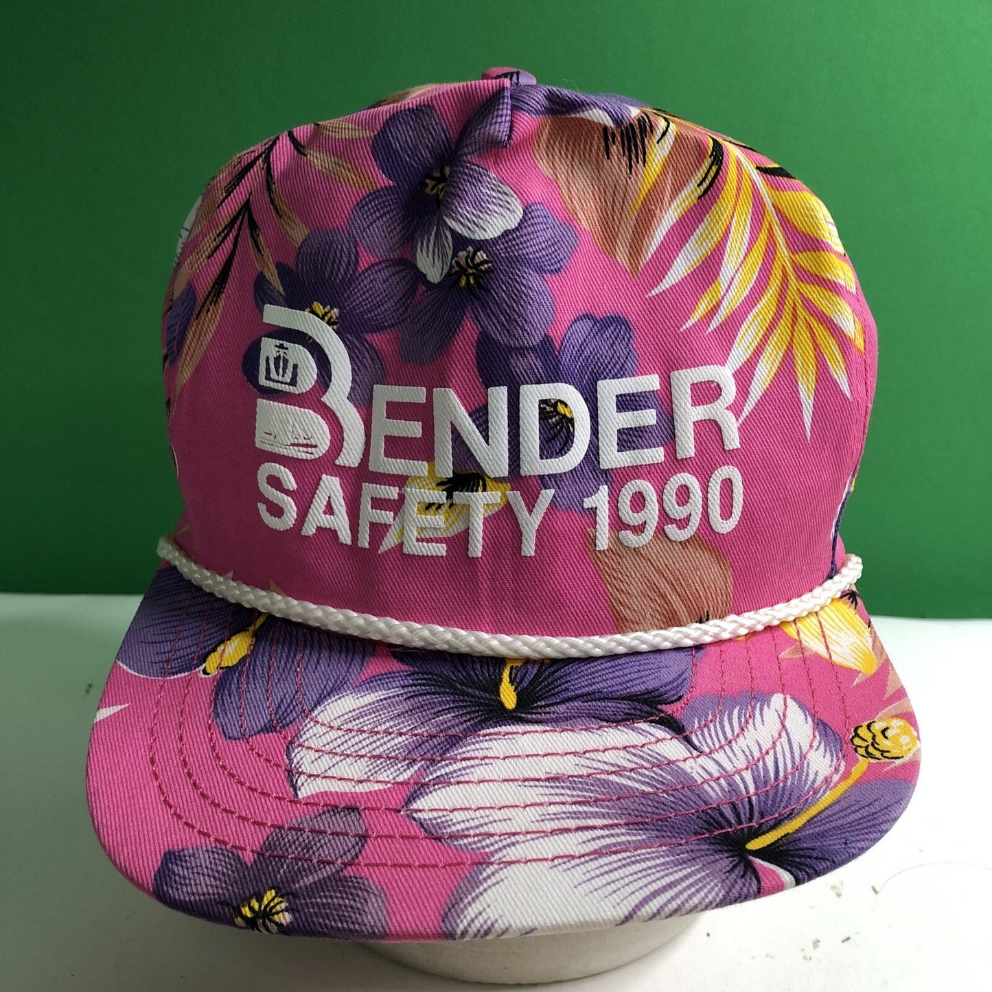 Vintage BENDER SAFETY 1990 Logo Snap Back Cotton Polyester Ball Cap Hat