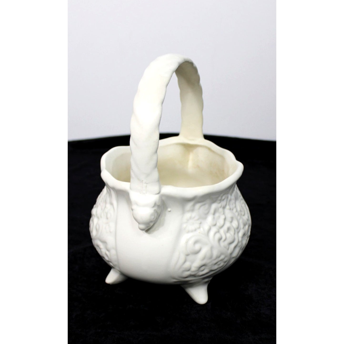 1940s Vintage Hull Pottery Footed Flower Basket Vase Centerpiece, 9.5"H