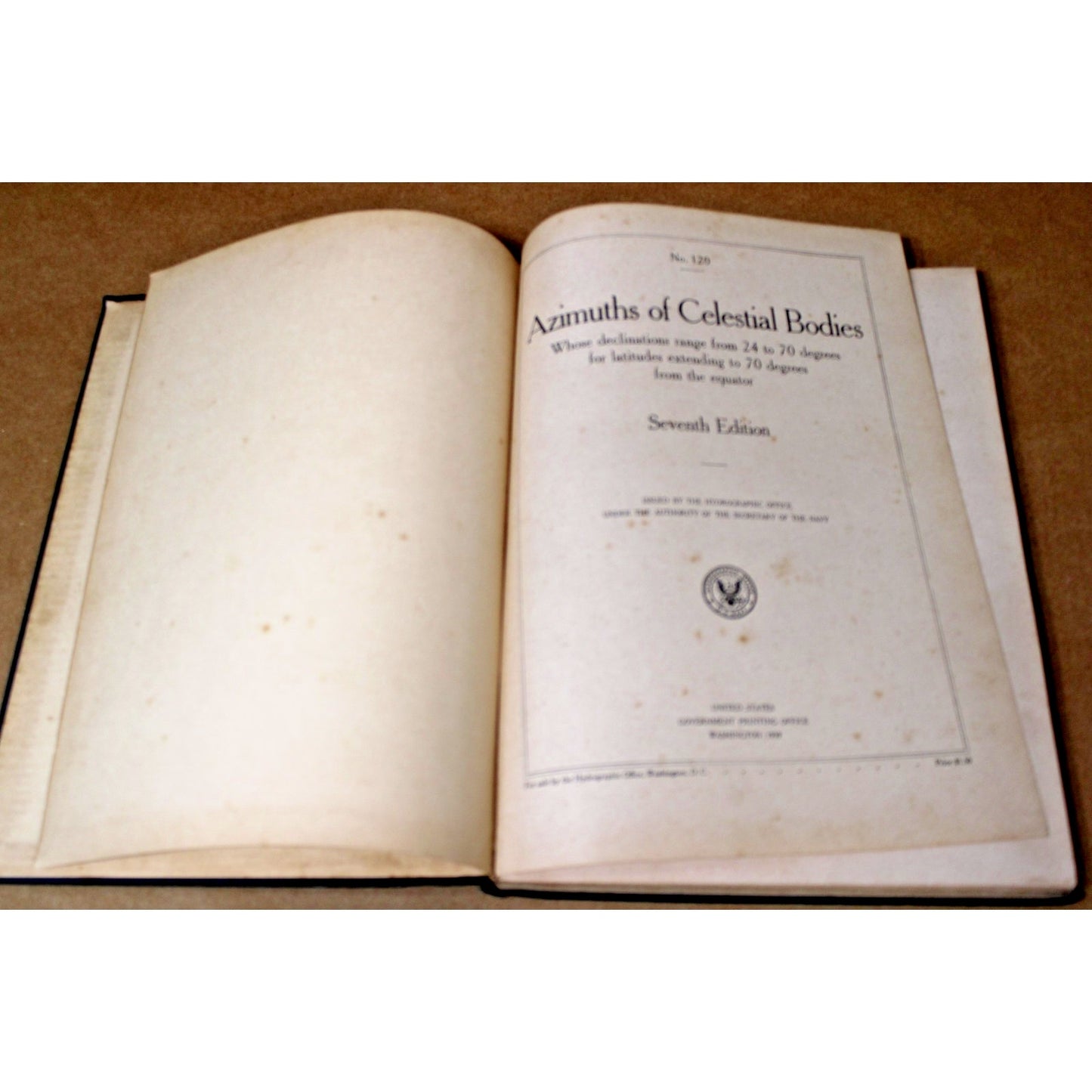 1939 Azimuths of Celestial Bodies, Seventh Edition, US Navy, H.O. No. 120
