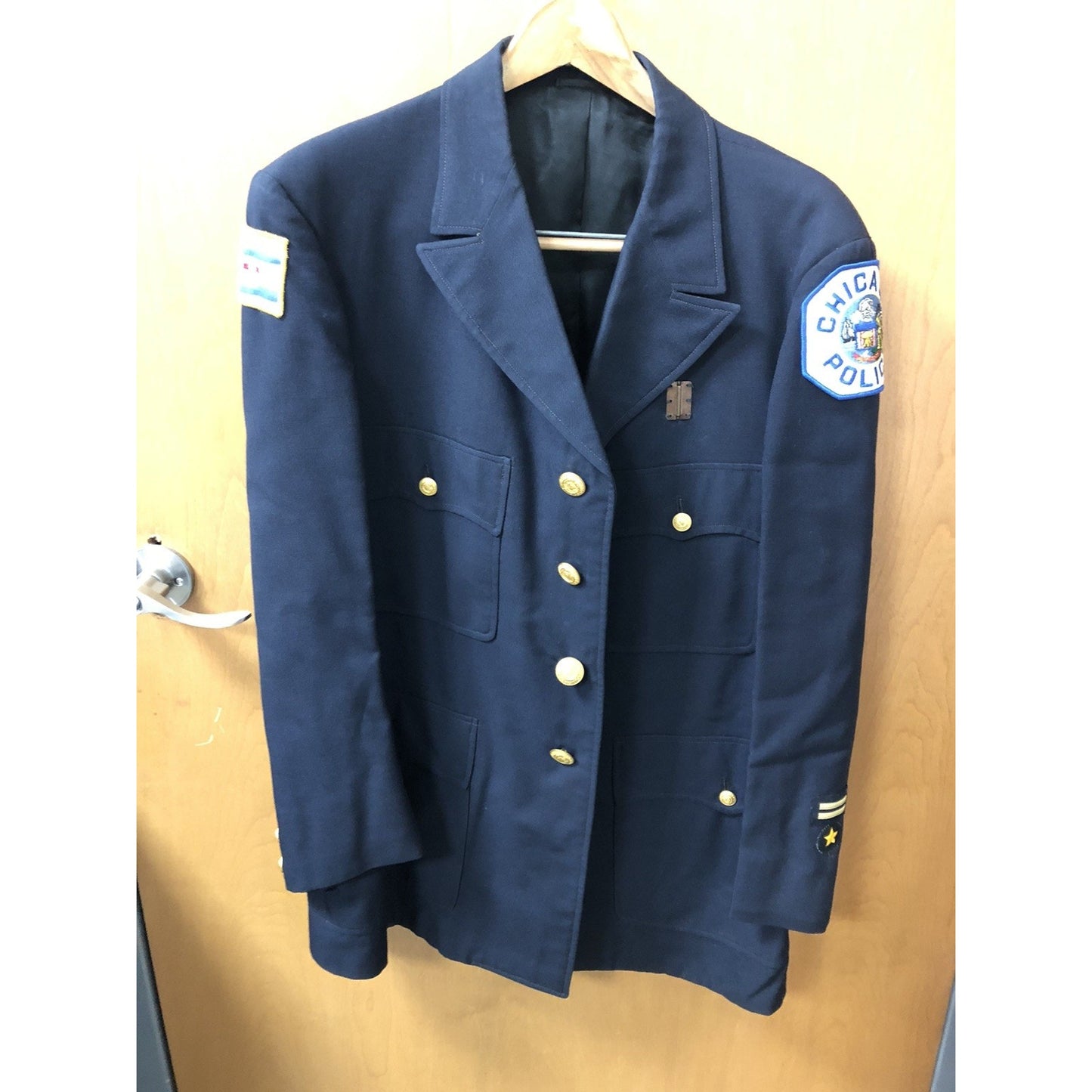 Vintage Chicago Police Coat Double Breasted Brawny Blues Kale Uniform Jacket