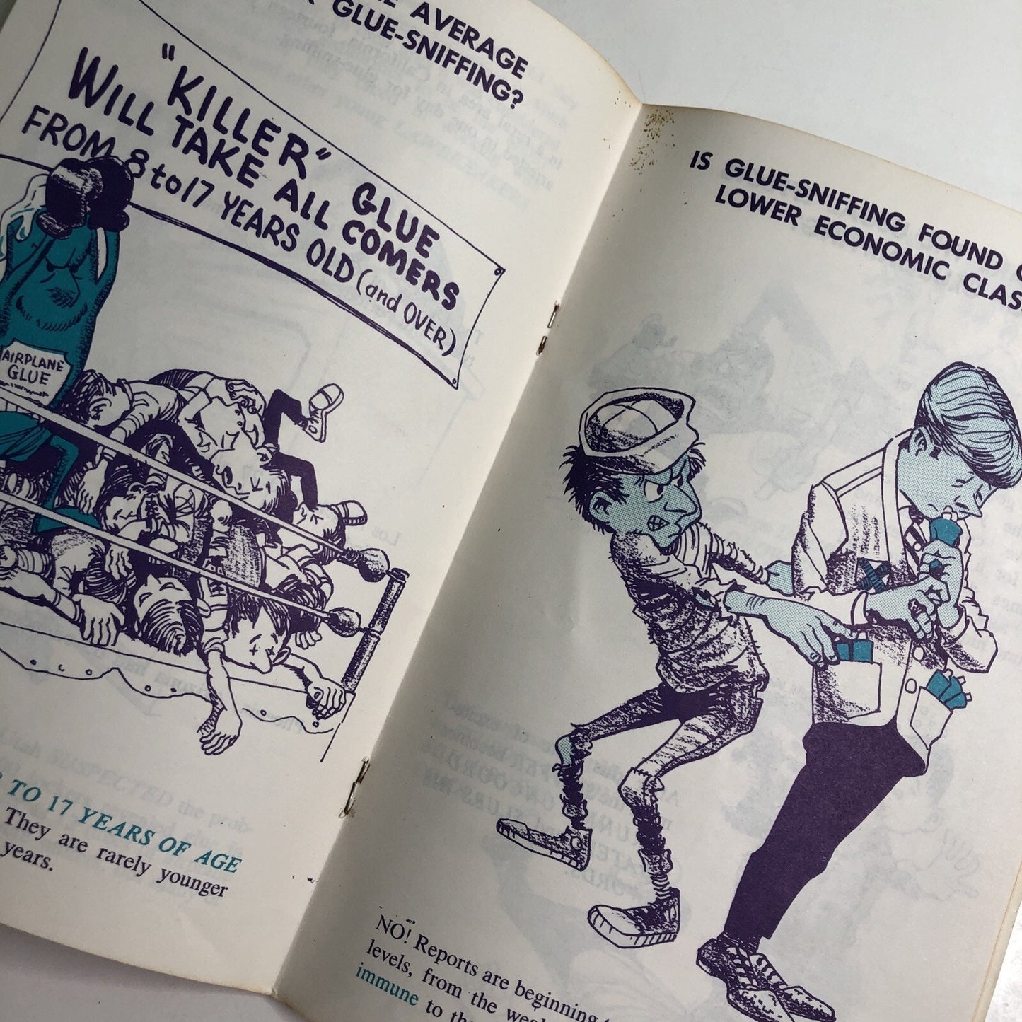 1970 GLUE SNIFFING Illustrated Booklet Texas Alcohol Narcotics Education Curtis
