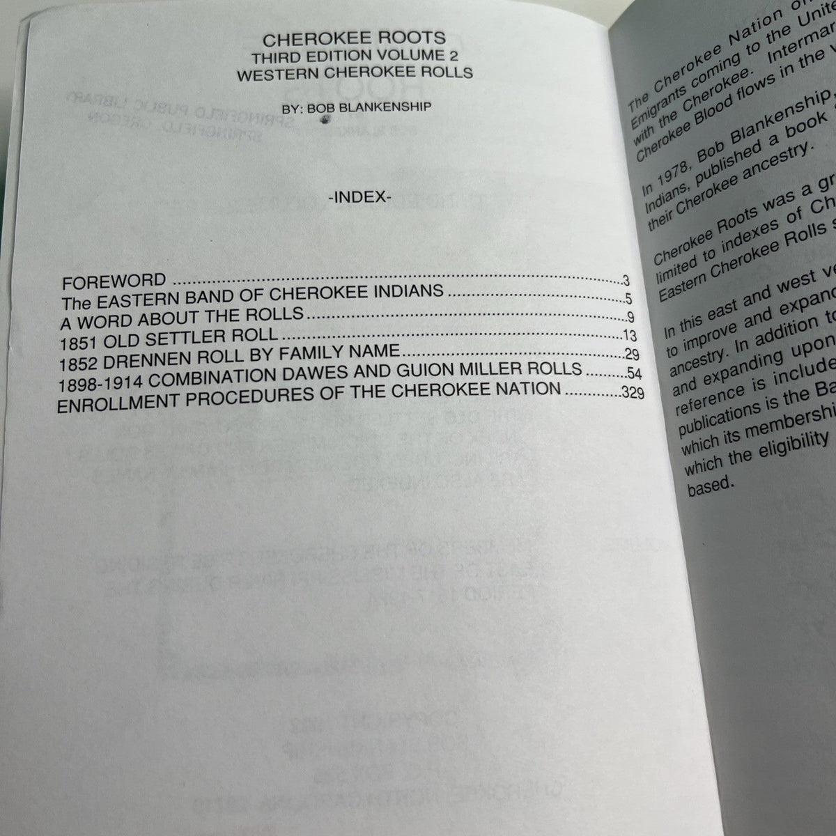 1992 PB Cherokee Roots Volume 2 Western Cherokee Rolls 3rd Edition 7th Printing