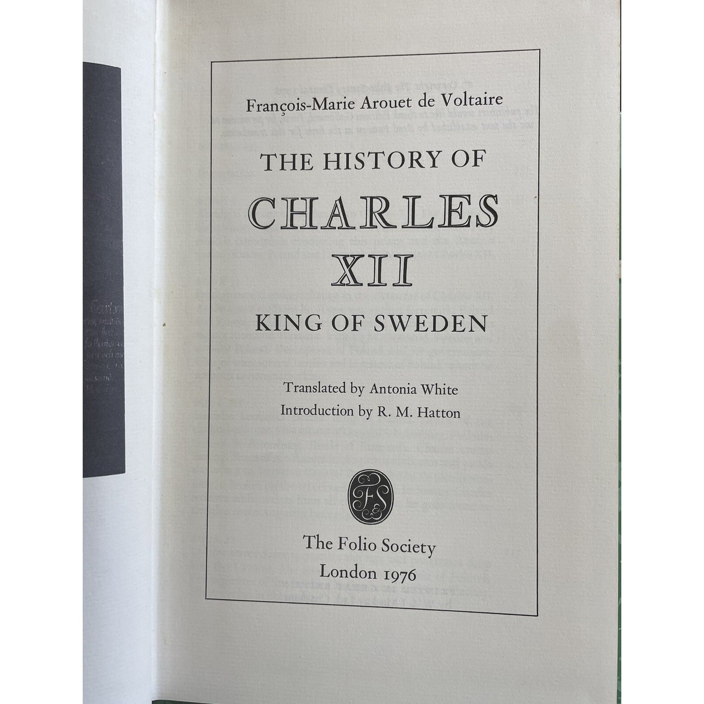 The History of Charles XII King of Sweden Folio Society Edition 1976