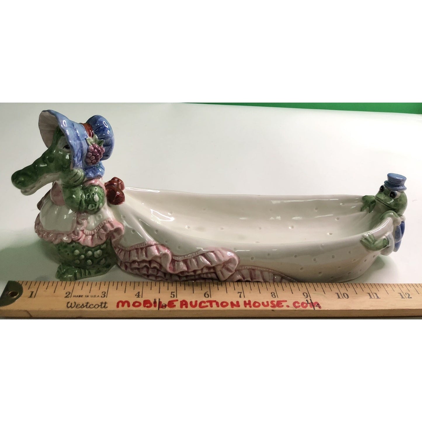 Vintage 1991 FITZ & FLOYD Alligator & Frog Candy Dish Cracker Tray Adorable